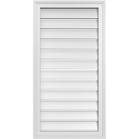 Ekena Millwork Vertical Surface Mount PVC Gable Vent: Functional, w/ 2"W x 1-1/2"P Brickmould Frame, 20"W x 38"H GVPVE20X3802SF